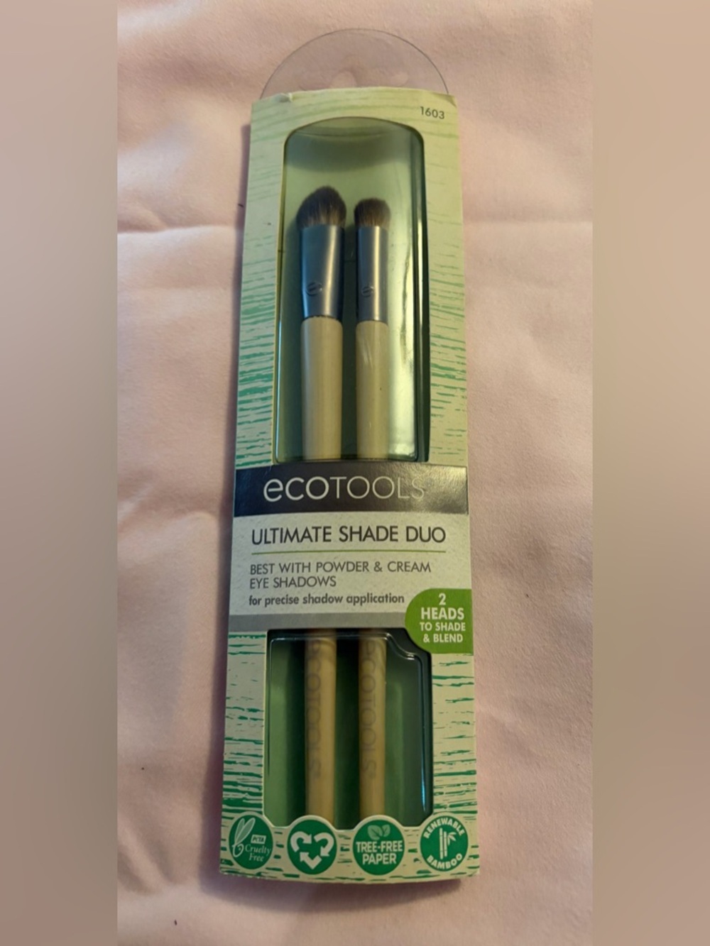 ecotools NWT Bamboo Handle Eye Brush Duo with Silver Ferrules